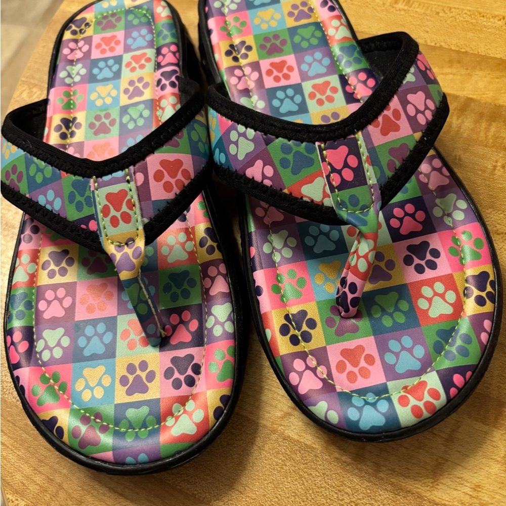 Colorful Paw Print Sandals - Picture 2 of 5